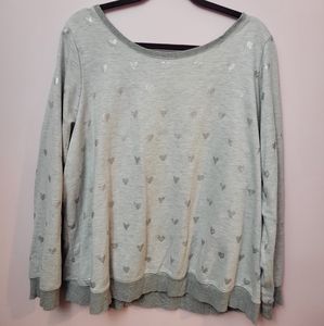 Gray foil heart sweater